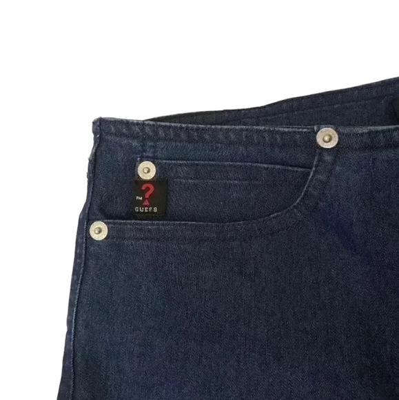 Vintage 90s-Y2K Guess Split Hem Flare Dark Wash Jeans - Picture 3 of 7